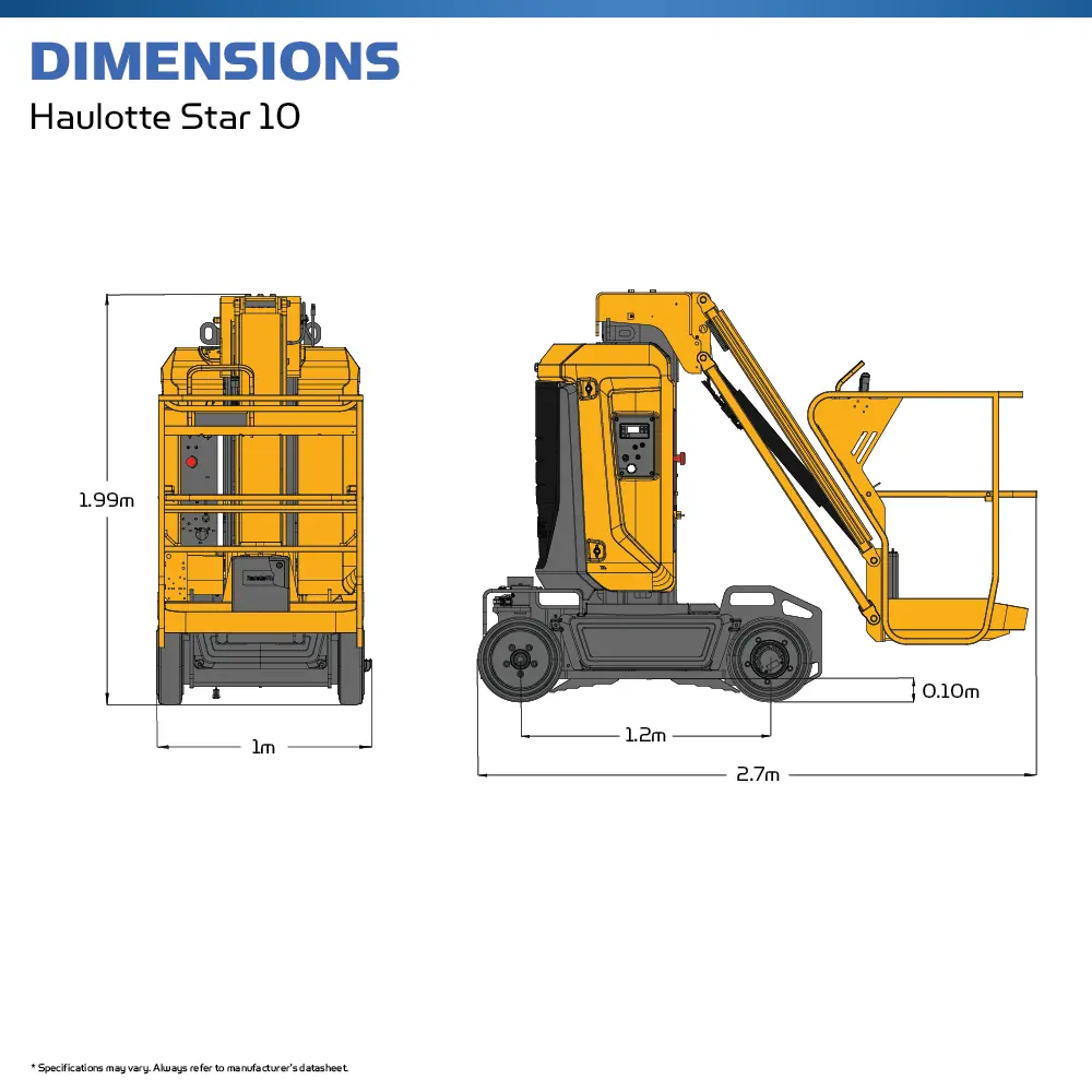 Haulotte Star 10 - 10m Electric Mast Boom Lift- Hire Safe Solutions