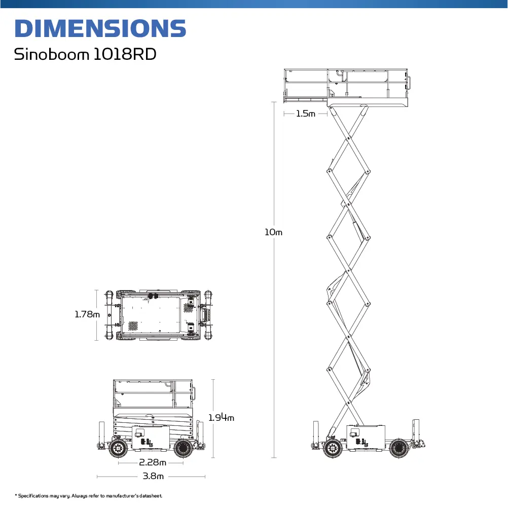 Sinoboom 1018RD (3369RD) - Scissor Lift - Hire Safe Solutions