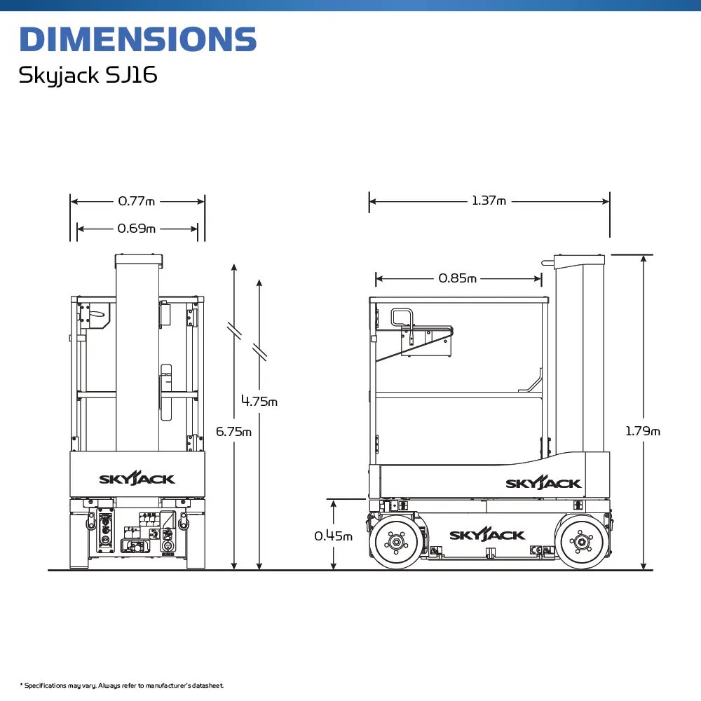 Skyjack SJ16 - Vertical Mast Lift - Hire Safe Solutions