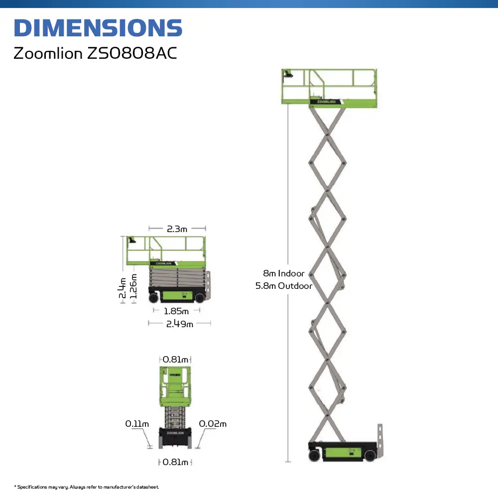 Zoomlion ZS0808AC - Electric Scissor Lift - Hire Safe Solutions
