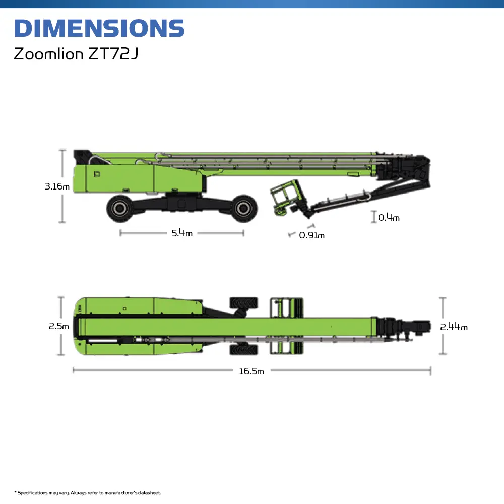 Zoomlion ZT72J - Diesel Telescopic Boom Lift - Hire Safe Solutions