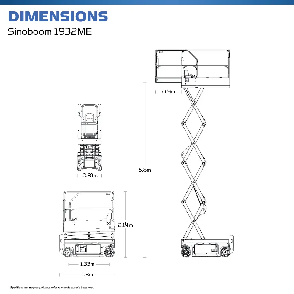 Sinoboom 1932ME - Electric Scissor Lift - Hire Safe Solutions