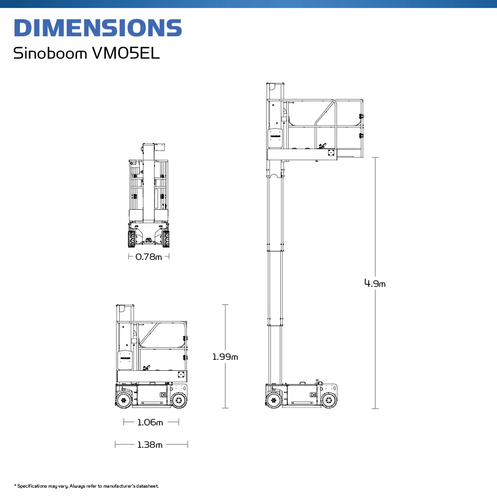 Sinoboom VM05EL - Vertical Mast Lift - Hire Safe Solutions