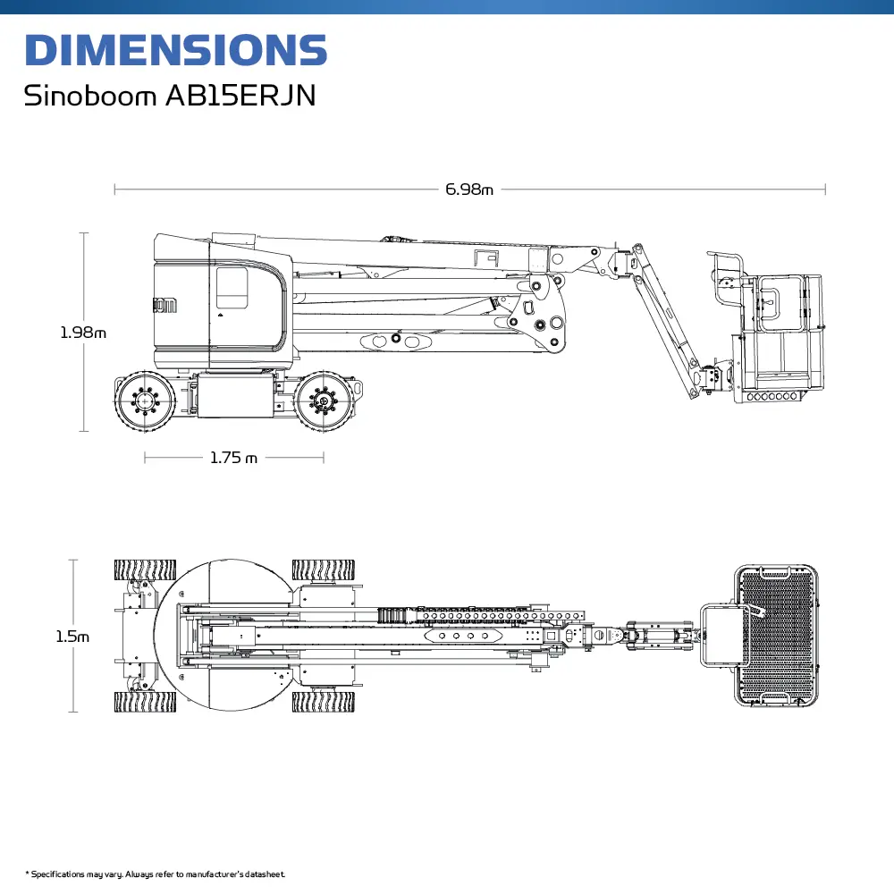 Sinoboom AB15ERJN - Electric Articulated Boom Lift - Hire Safe Solutions