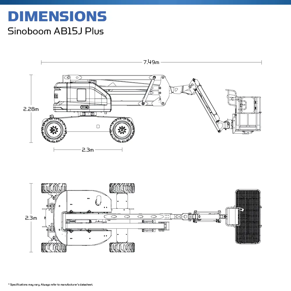 Sinoboom AB15J Plus (AB480J PLUS) - Diesel Articulated Cherry Picker - Hire Safe Solutions