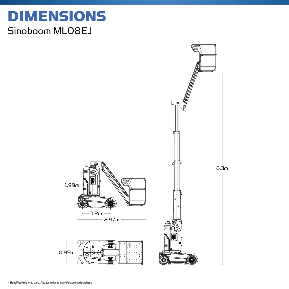 Sinoboom ML08EJ - Electric Mast Boom Lift- Hire Safe Solutions